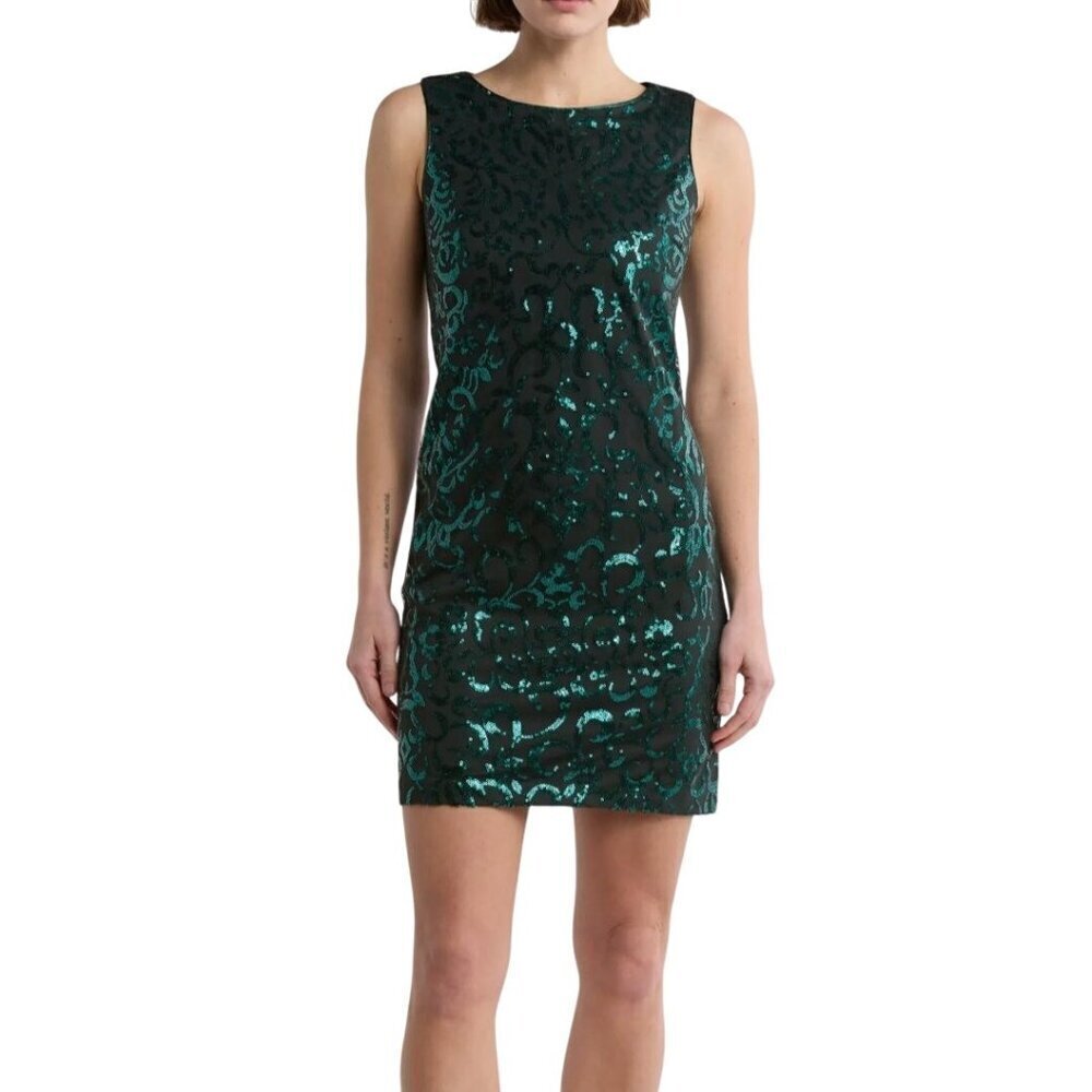 Vince Camuto Sequined Sheath Dress Emerald Green Size 14